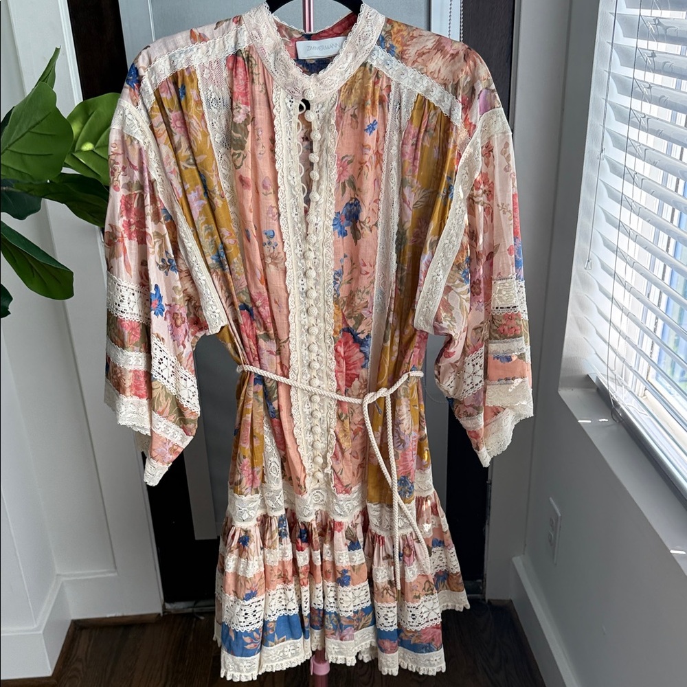 Zimmermann Pink and Blue Floral Mini Dress - Picture 4 of 4